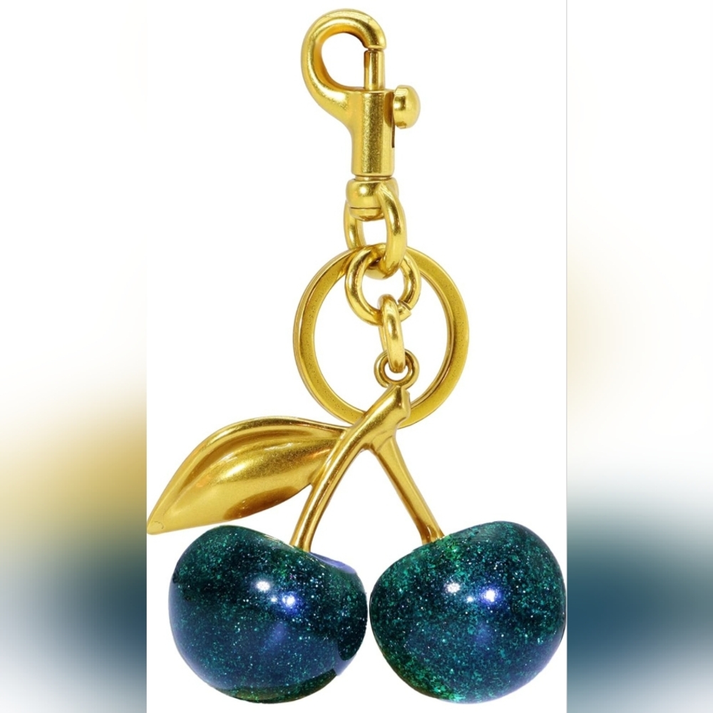 GREEN 🍒 CHERRY BAG CHARM KEY CHAINS 🍒 HUGE CHERRIES